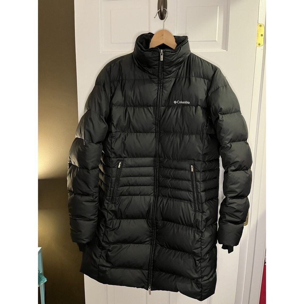 Columbia Women’s XL Black Long Puffer Down Winter Coat Jacket Missing Hood